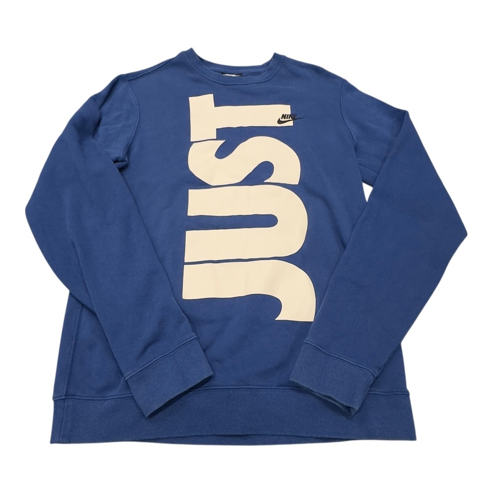 Nike Just Do It Sweatshirt Mens Small Blue Crew Neck Pullover Top‎ Casual